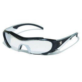MCR Safety HL119AF Hellion Thermoplastic Rubber Safety Glasses with Black Frame and Indoor/Outdoor Clear Mirror Anti-Fog Lens, 1 Pair