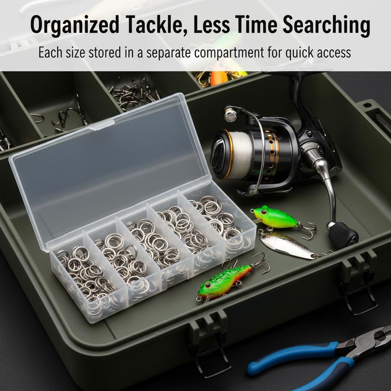 OUGOTHZ 200Pcs Fishing Split Rings, Stainless Steel Lure Connector Rings