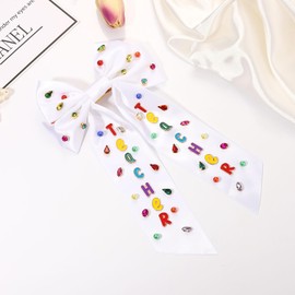 Teacher Hair Bows for Women Back To School Pencil Hair Bow Clips Rhinestone Jeweled Large Hair Bows Teacher Accessories Back To School Outfits Teacher Appreciation Gifts (Pattern J)