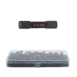 Heat Shrink Butt Connectors Kit,100 Pcs Insulated Waterproof Wire Crimp Terminals,Heat Shrink Tube Electrical Connectors, Cable Connection For Home,Factory,Cars,Ship,Distribution Box(14-12AWG black)
