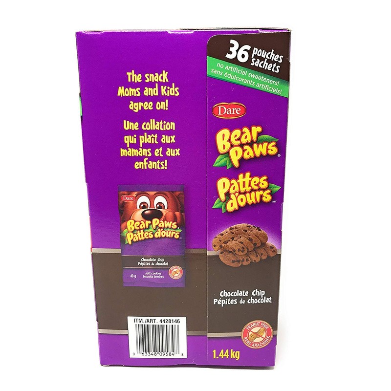 Dare Bear Paws Chocolate Chip Cookies, 36packs, 1.44kg/3.2lbs