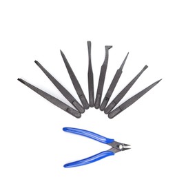 HJIAMA Plastic Tweezers 8 Pieces, Tweezers Set, Tweezers with Pliers Set, Model Making Tool, Tweezers for Electronic Repair, Jewellery Making, Fly Traps, Reptile Keeping