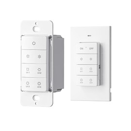DEWENWILS Wireless Dimmer Switch, Electrical Light Switch, Magnetic Remote Control Dimmer, Tungsten 400W, Dimmable LED 150W, 4 Brightness Buttons, Needs Neutral Wire, No Hub Required, FCC Listed