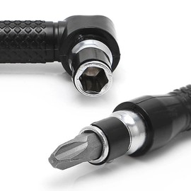 Right Angle Hex Socket Wrench, Double Head 90 Degree L Shaped 1/4in Hex Shank Socket Wrench Adapter Utility Tool