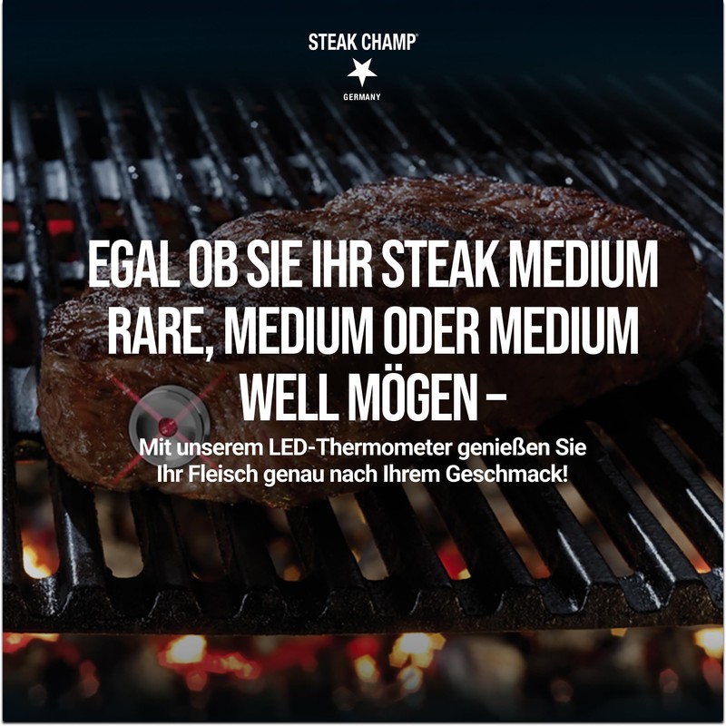 Smart LED Meat Thermometer Chunky Steak Roast Steak Champ Smart