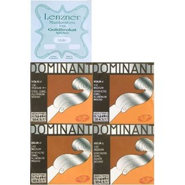 Dominant Dominant 4/4 Violin String Set + Gold Bra Cut 0.26E Line Bonus Pack (E Line Ball End)