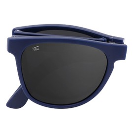Foldies anteojos de sol polarizadas plegables – Revestimiento de lente resistente a los arañazos – Marco plegable – Funda de piel premium – Remix, Matte Navy - Black, L