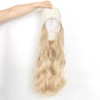 Baseball Cap with Attached Wavy Blonde Hair Extension, White Cap
