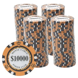 Gamers Lounge Monte Carlo 14-gram Poker Chips (100-pack) - Premium Heavyweight Clay Composite ($10,000 Orange)