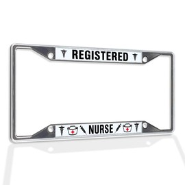 Fastasticdeals Metal Insert License Plate Frame Registered Nurse Rn C Weatherproof Car Accessories Chrome 4 Holes Solid Insert