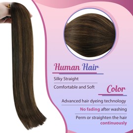 Sunny I Tip Hair Extensions Balayage I Tip Human Hair Extensions Darkest Brown Balayage Medium Brown Real Color as You Can See I Tips Real Hair Extensions Human Hair Brown Balayage 50G 100s 14Inch