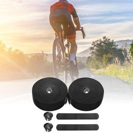 BULLSPANN 1 Pair Bicycle Handlebar Tapes, Non-Slip and Shock Absorbing Handlebar Tape for Road Bike, Carbon Fiber Pattern Grip Tape for MTB, 216 x 3 cm, Thickness 3 mm, Black