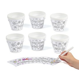 Fun Express Bulk 48 Pieces Color Your Own Mom Artist Flowerpots