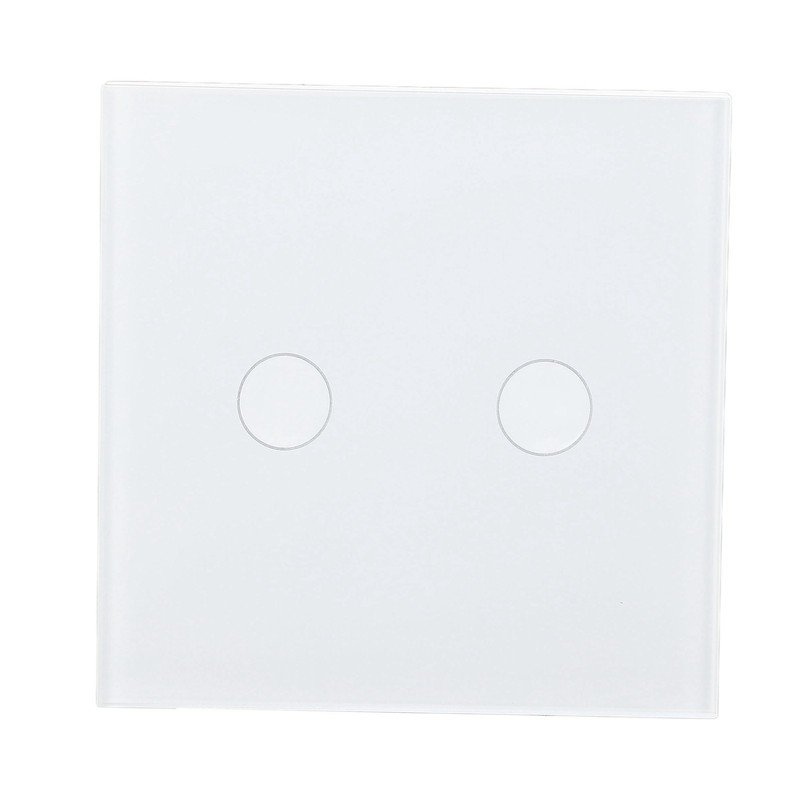 2 Gang Wall Switch with Indicator Tempered Glass Panel Touch