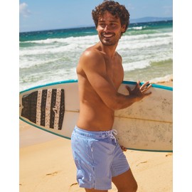 maamgic 2 in 1 Mens Swim Trunks 7 Inch Swim Shorts Swim Suits Board Shorts Blue Stripe-White X-Large