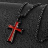 HZMAN Mens Stainless Steel Cross Pendant Necklace with Wheat Chain