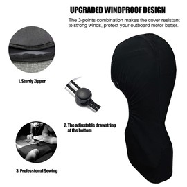 Outboard Cover Boat Engine Cover, 20-30 HP 420D Outboard Protective Case with UV Coating, Waterproof Tarpaulin for Outboard Motor, Outboard Engine Cover