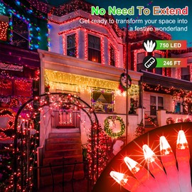 XIKENGSHQ 750 LED Christmas Lights Outdoor Use, 246ft 8 Lighting Modes Fairy Lights for Outside, Christmas Tree Lights Outdoor IP44 Waterproof for Xmas Patio Yard Fence Deck Balcony Garden Decor Red