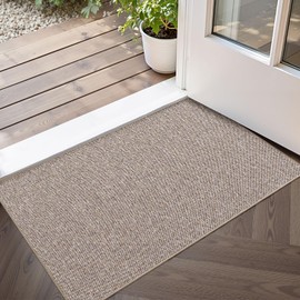 Color&Geometry Indoor Door Mat 24"x36", Non Slip Rubber Backed Dirt Trapper Door Mat Indoor Entrance, Low Profile Thin Entryway, Easy Clean Entry for Inside, Khaki (Rolled-up NO Creases)