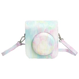 Longzhuo instax Mini 12 Tasche PU Leder Tasche Schutzhülle Hülle,hochwertiges veganes Leder, mit abnehmbarem,verstellbarem Riemen,instax Mini 12 zubehör für Sofortbildkamera(Traumblase)