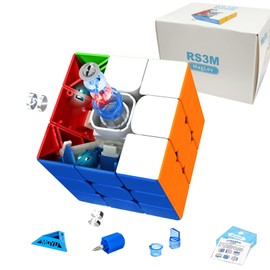 MOYU RS3M Maglev Speed Cube 3x3 StickerLess, TUNJILOOL Maglev Version(Upgraded) 3D Smooth Puzzle Magic Toy Travel Games for Adults and Kids (MF8900)