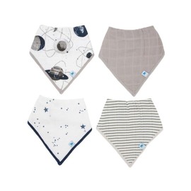Little Unicorn Cotton Muslin with Fleece Bandana Bib 4 Pack - Planetary