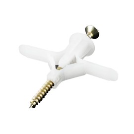 VOANZO Pack of 100 plasterboard dowels 50 drywall anchors with 50 stainless steel screws set spiral screw expansion screw drywall anchor for plasterboard（White）