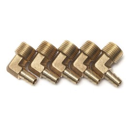 Generic 90 Deg Elbow Brass Barb Fitting 1/2" Male BSPT x 3/8"(10mm) ID Hose Fuel Boat Water (Pack of 5)