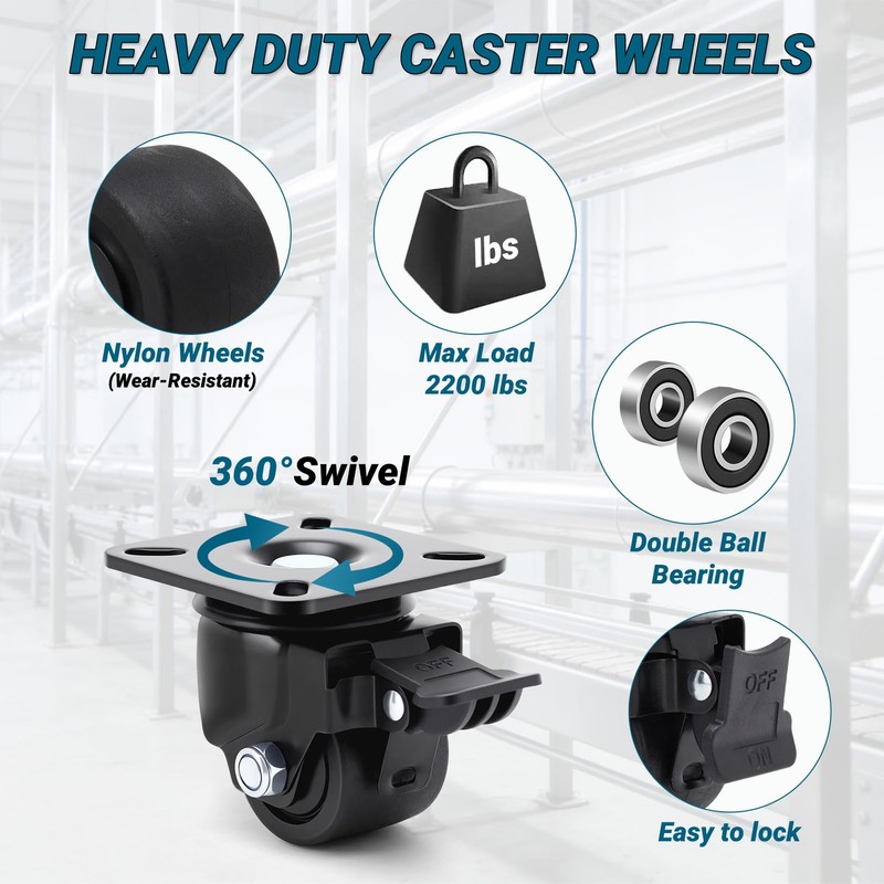 Humagineer 2-Inch Casters Set of 4 Heavy Duty, Load 2200