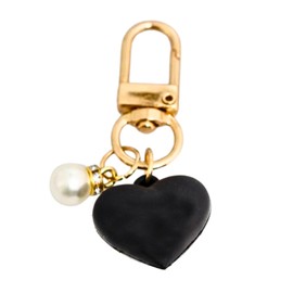 OTETTS Pearl Heart Shape Keychain Cute Love Keyring Bag Charm Aesthetic Accessories Resin Handbags Christmas Car Keys,Black