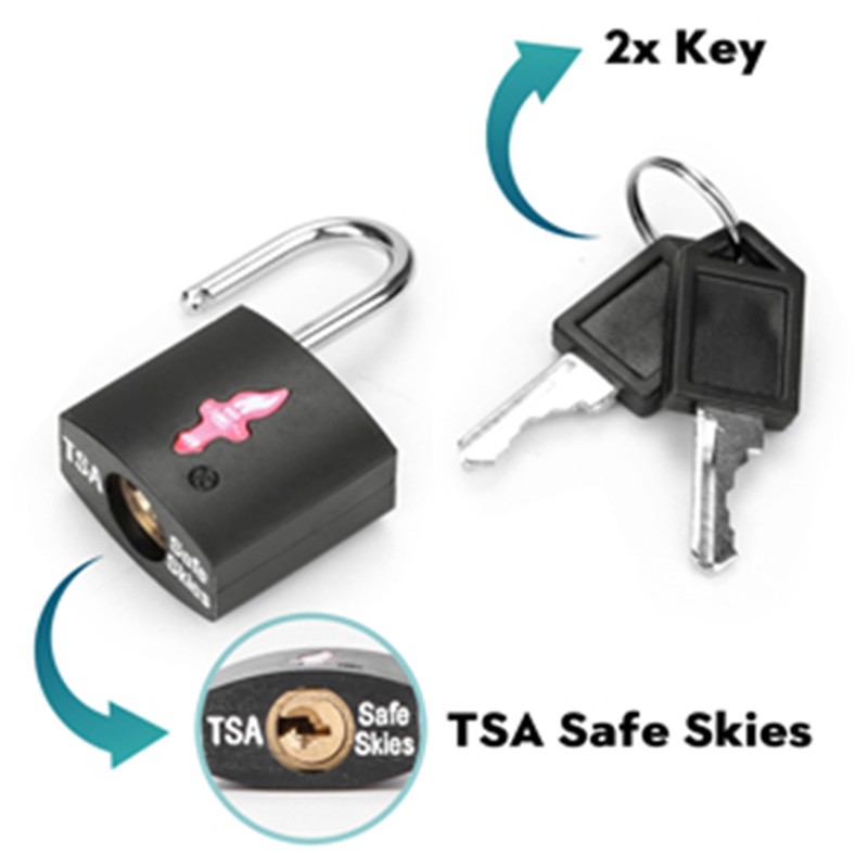 DUALCROWN 4 Pack Black TSA Luggage Locks with Key+4 Pack