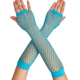 OTPEH Lone Fishnet Gloves Fingerless For Women Fish Net Arm Sleeve Mesh Emo Goth Punk 80s Scene Accessories
