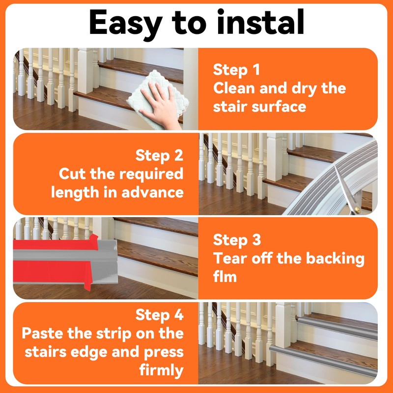 [Glow in The Dark] Stair Edge Trim Protector, Rubber Anti-Slip