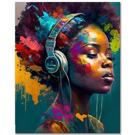 TISHIRON Paint by Numbers Adults Black Girl DIY Painting by Numbers Kits on Canvas African American Oil Hand Painting with Brushes Art Crafts 40 x 50 cm Frameless