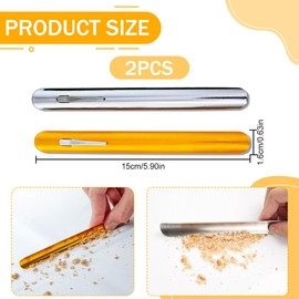 EORPAVU Household Dustpans, 2 Pieces Stainless Steel Table Crumb Collector, Stainless Steel Table Crumb Remover for Dining Table, Stainless Steel Crumb Scoop (Gold Silver)