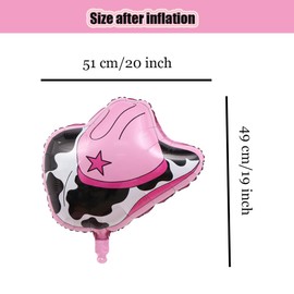 SALOCY 2pcs Pink Cowgirl Hat Foil Balloons, Western Cowgirl Birthday Party Decorations, Self Sealing, 20*19 inches, 24*17 inches