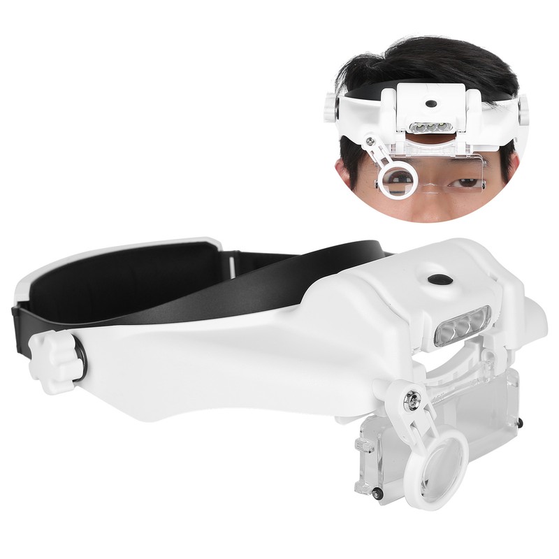 LED Helmet Magnifier Tattoo Beauty Adjustable Headband Magnifying Glass Head