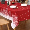 ROYGROW Square Christmas Tablecloth 52x52 with Tree Decorations, Red Snowflake