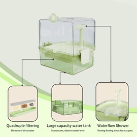 YOOSO WING Automatic Bird Baths for Cage – Indoor Parakeet Bath with Pump, Bird Shower with 2 Modes Running Water, Bird Cage Accessory for Pet Birds Conure Budgies Cockatiels Lovebird(Green)
