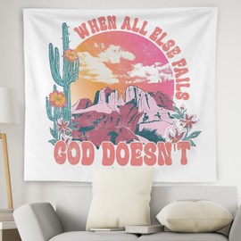 WNAGT Western Christian Tapestry Wall Hanging, Religious Wall Decor, Psalms 73:26 Bible Verse Christian Wall Blanket Decor for Home Living Room Prayer Room Bedroom, 50x60 Inch