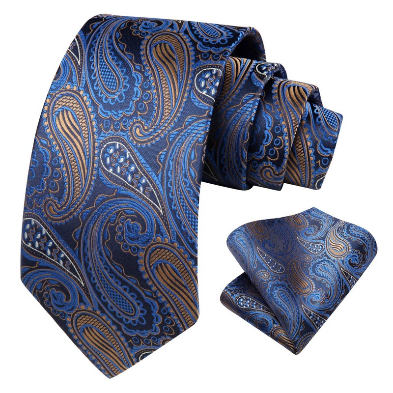 Hisdern Men's Tie Floral Paisley Wedding Business Tie Handkerchief &