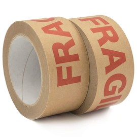 NATEE® Strong Paper Packaging Tape | Eco-Friendly | Fully Recyclable Rolls | Fragile Printed Kraft Paper for Packing Parcels and Boxes | Brown Sticky Tapes 50m x 50mm Width (1)