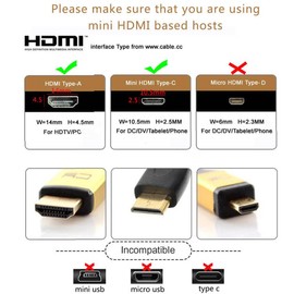 Tivid Mini HDMI a HDMI Adaptador de ángulo recto de 15 cm Mini HDMI a HDMI Adaptador de ángulo recto de 90 grados Mini HDMI Macho a HDMI Hembra Adaptador de Cable Conector Soporte 1080P Full HD, 3D