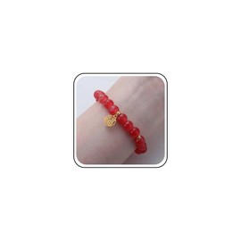 Aneneiceera Vintage Red Beaded Bracelet Stretch Red Healing Crystal Bracelets Natural Gemstone Bracelets Crystal Glass Bead Bracelet Jewelry for Women
