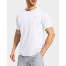 Pudolla Men's Workout Running T-Shirts Lightweight Quick Dry Athletic Gym Shirts for Men Short Sleeve Sport Tee Tops(White XX-Large)