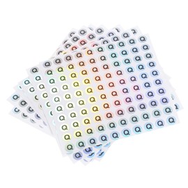 MECCANIXITY Laser Capital Letter Stickers, 3/8" Alphabet Q Round Self-Adhesive Reflective Letter Stickers for Inventory, Storage, Organizing,15 Sheets(1500 Stickers)
