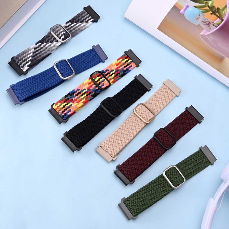 BISONSTRAP 2 Pack Braided Nylon Watch Bands, Upgrade Adjustable Buckle,