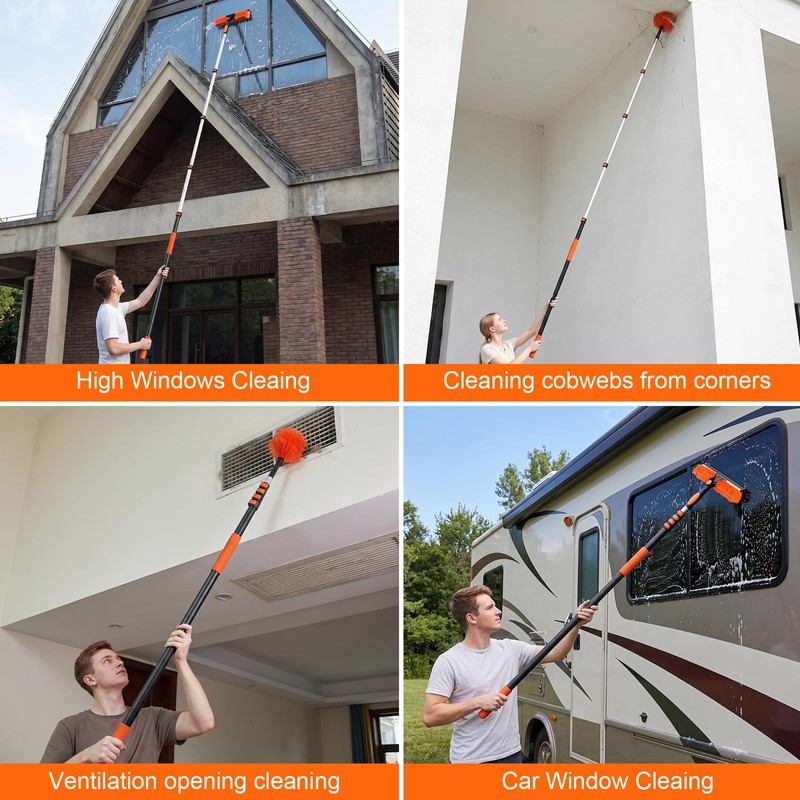 Window Washing Kit with Extension Pole 20FT, Squeegee for Window