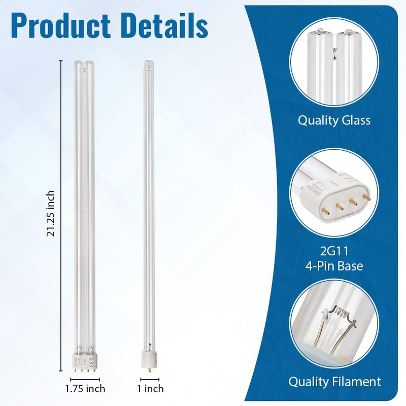 55W UV Ultraviolet 4 Pin Base Replacement Light Clarifier Lamp