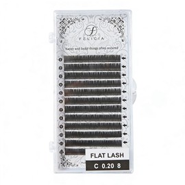 FELICIA フラットラッシュ マットまつげエクステ 極柔らか シングル マツエク アイラッシュ Cカール 0.2太さ 8mm